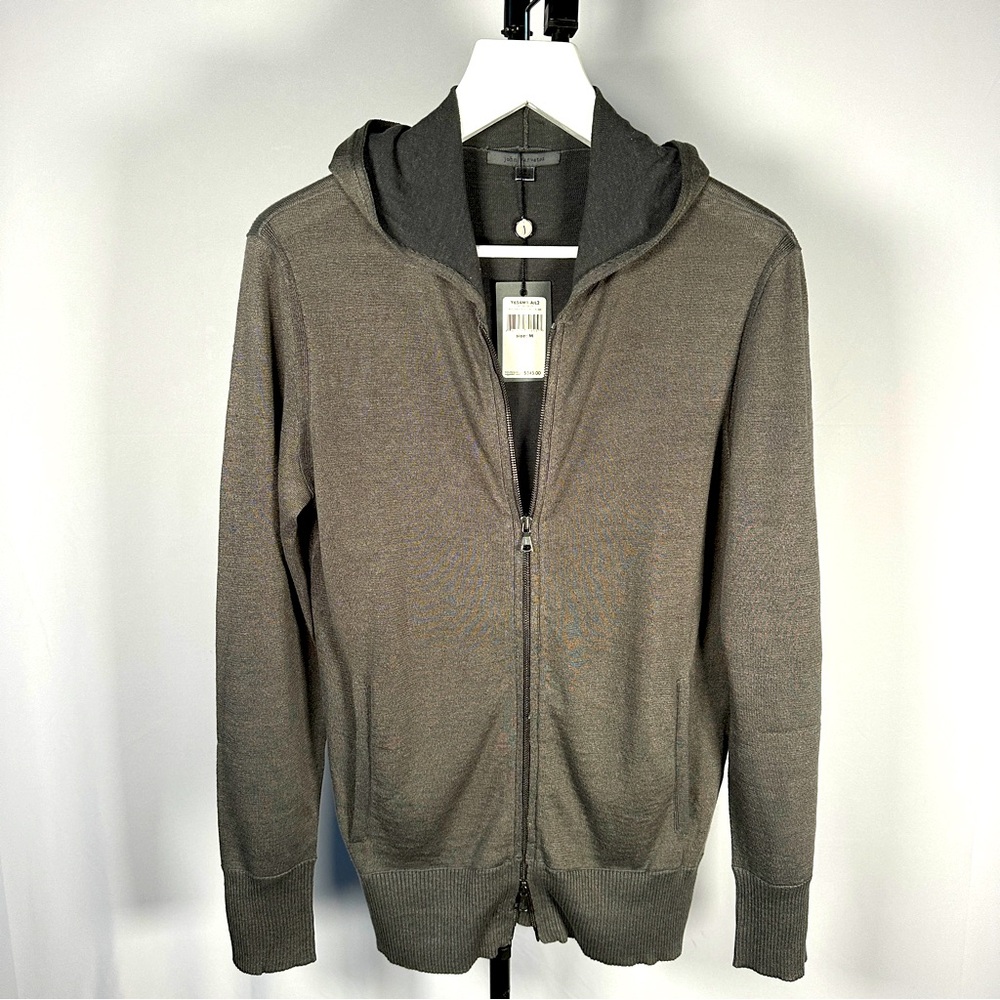 JOHN VARVATOS Linen and Silk Zip Up Hoodie